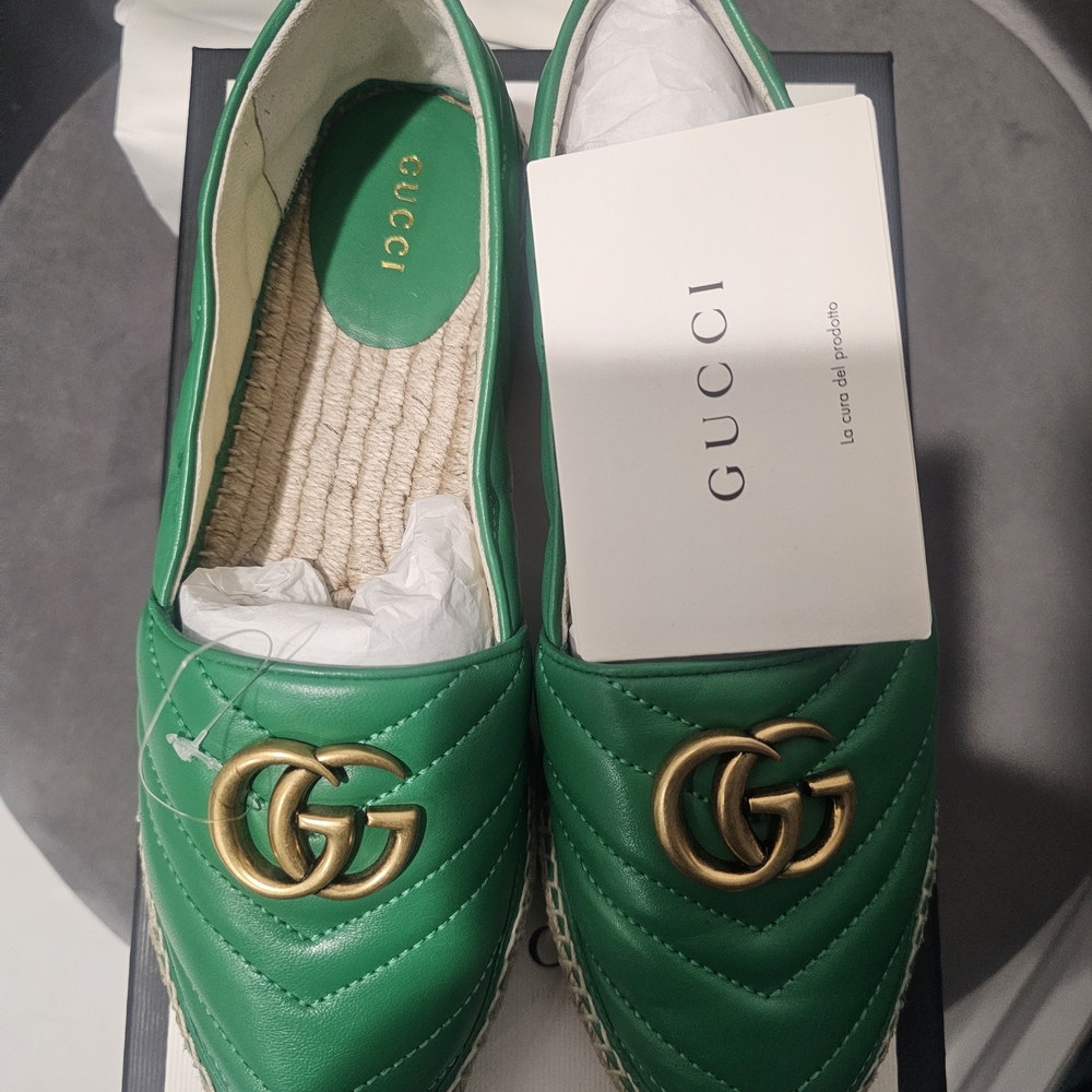Gucci Green Espadrille Loafers